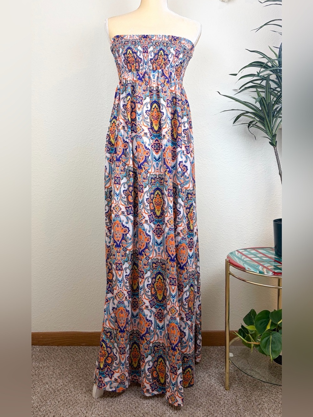 NWT | EARTHBOUND Paisley Boho Strapless Maxi Dress
